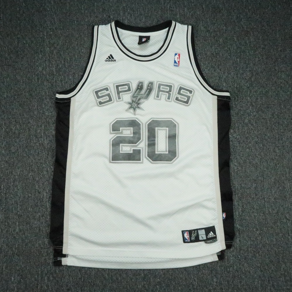 Manu Ginobili Jersey Mens Large White Black Adidas San Antonio Spurs